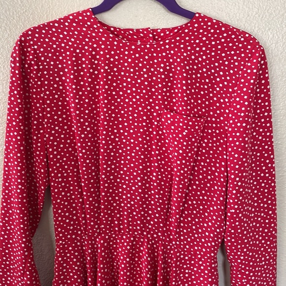 Liz Claiborne vintage red and and white square midi dress Size 8P - Picture 2 of 12